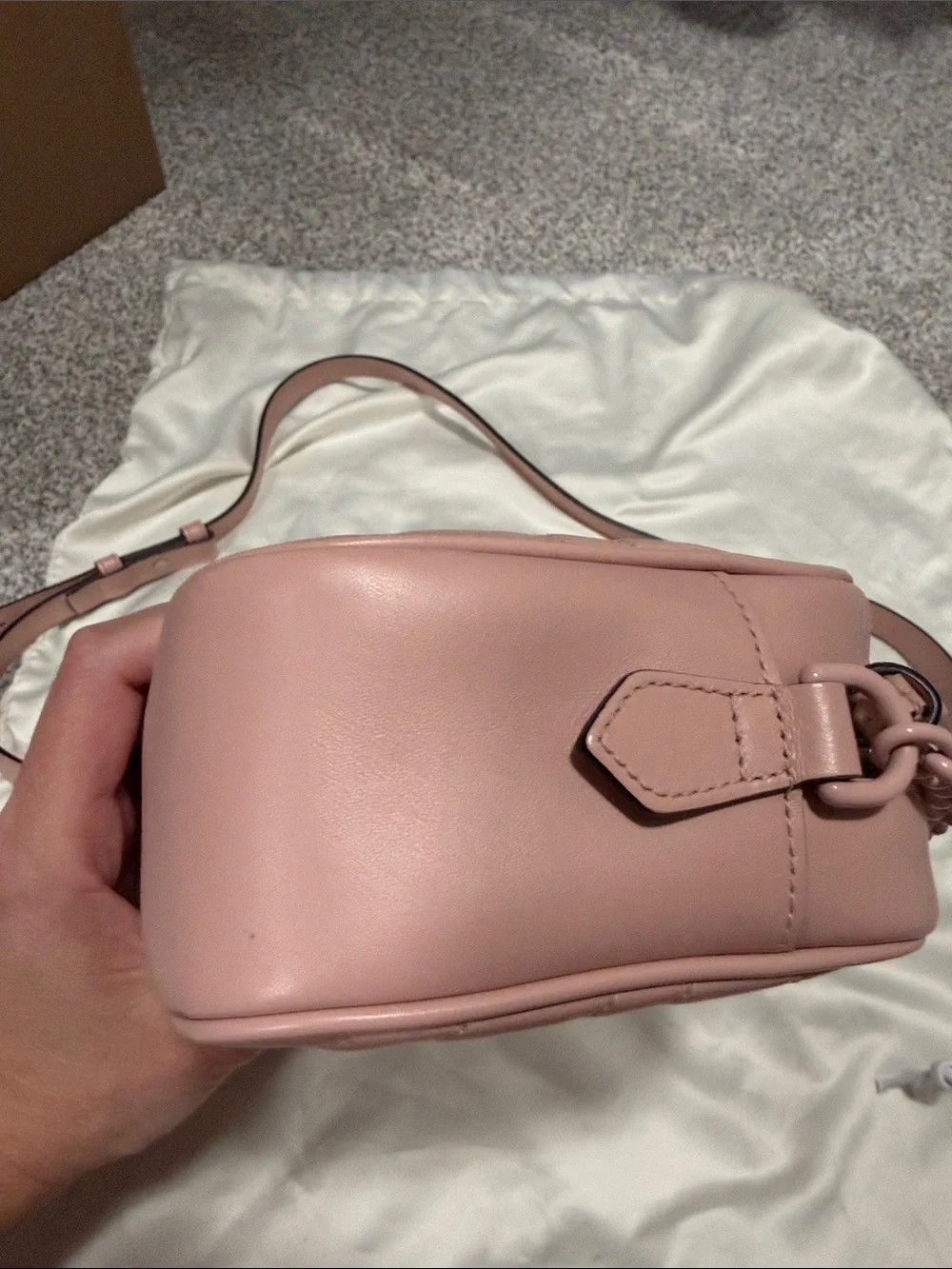 Gucci Blush Pink Chevron GG Marmont Small Camera Bag